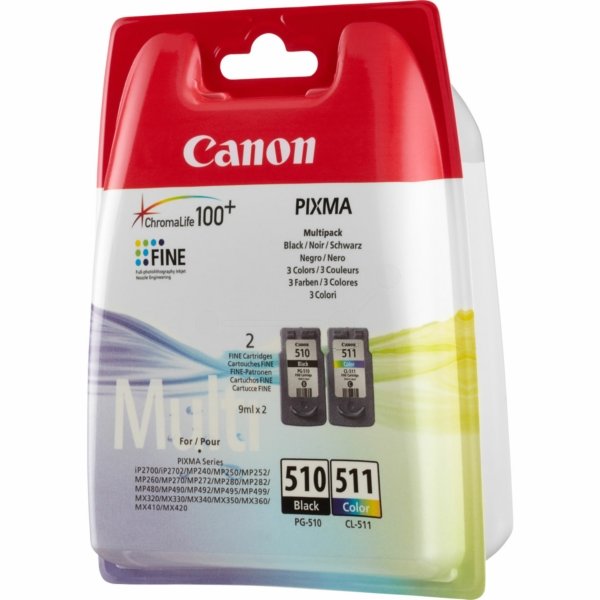 Canon 2970B010 (PG-510 CL 511) Printhead multi pack, 220 pages, 9ml, Pack qty 2