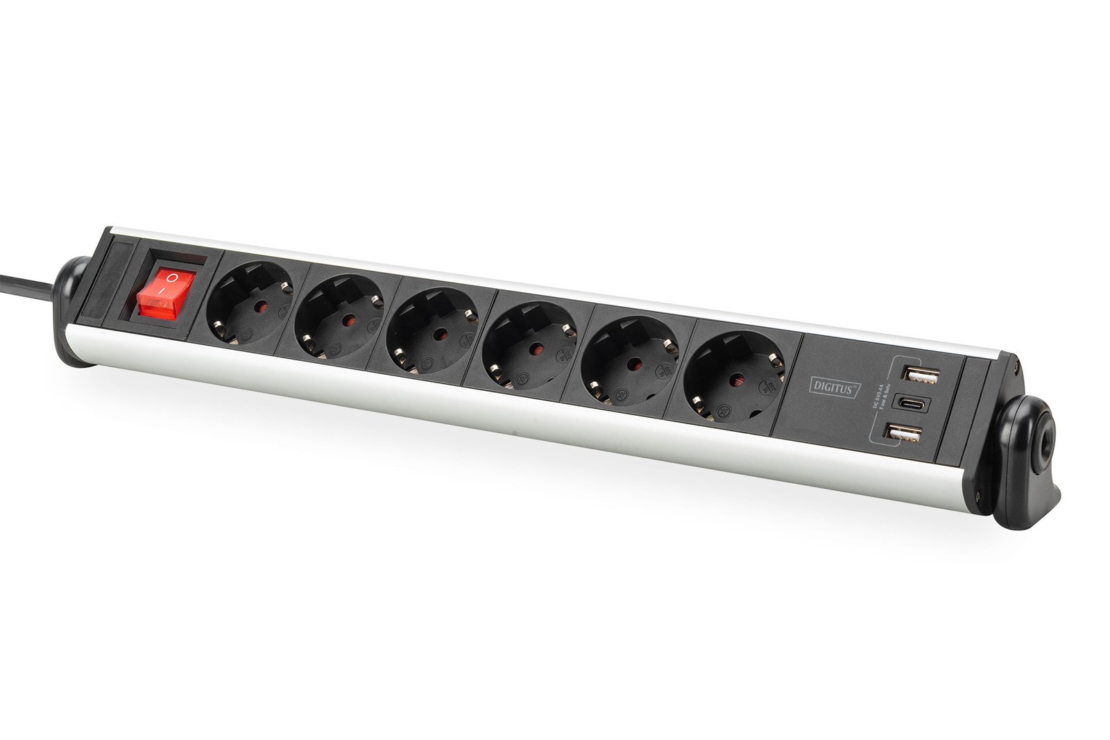 00e2jtLG-USNqg2x5Xw3EA.r.jpg DIGITUS 6 way office power strip with 3x USB ports Aluminium Housing Black/Silver - Image 1