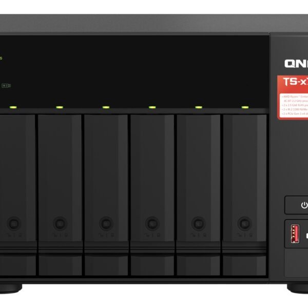 QNAP AMD Ryzen Embedded V1500B 2.2GHz NAS Tower 6x 3.5 Inch Bays 8GB SO DIMM DDR4 (1 x 8 GB) 5GB Flash Black