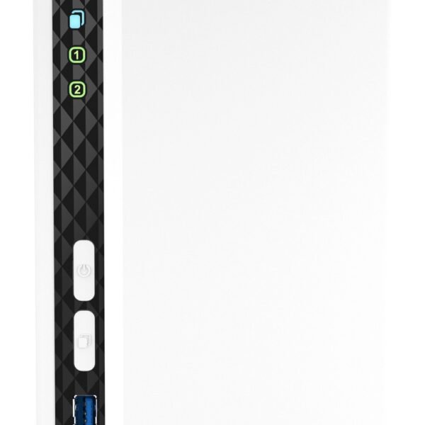 QNAP ARM 4 core Cortex A55 NAS Mini Tower 2x 3.5 Inch Bays 2GB RAM 4GB Flash White