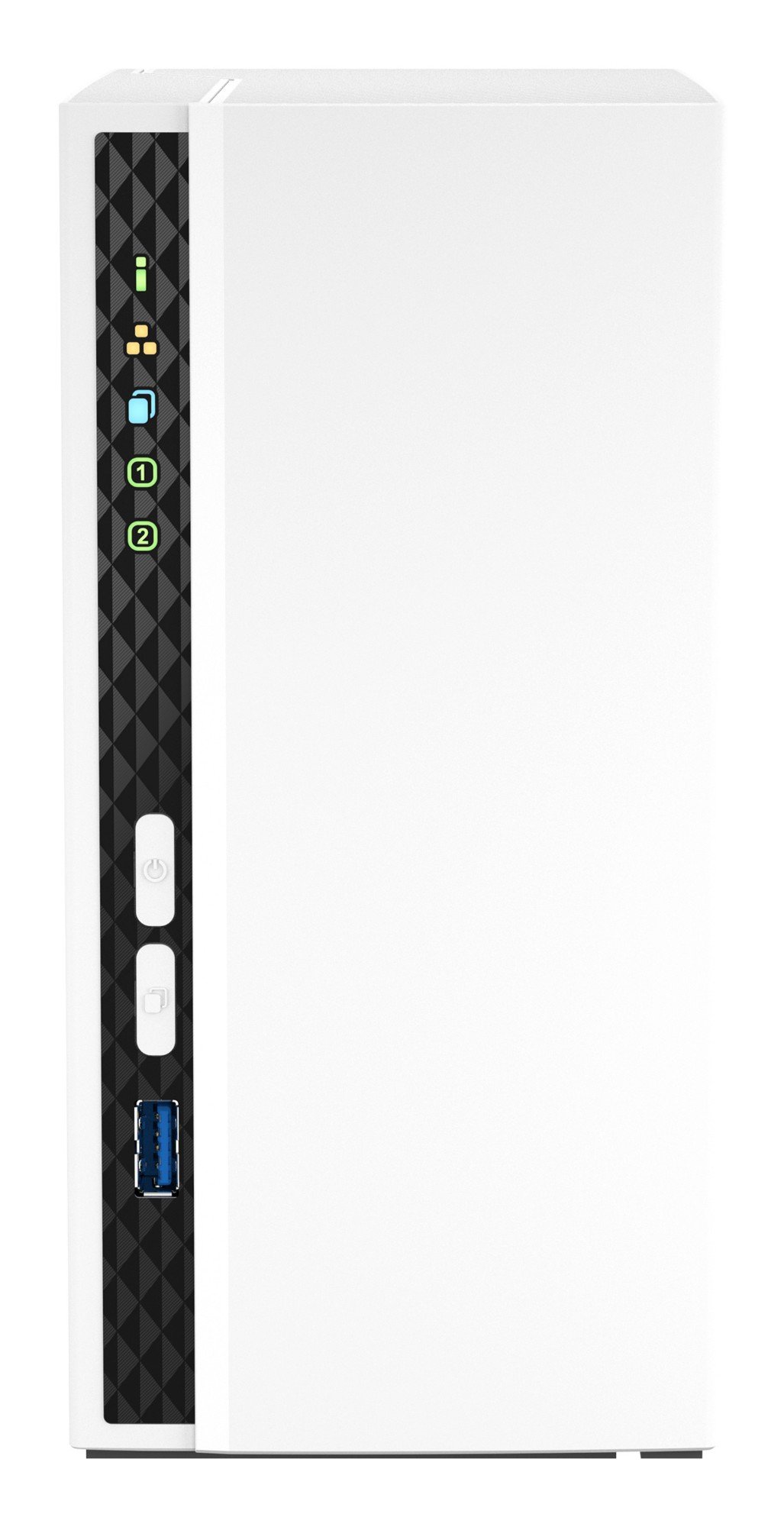 6eMVI89zyEuO4u0PbXjpxw.r.jpg QNAP ARM 4 core Cortex A55 NAS Mini Tower 2x 3.5 Inch Bays 2GB RAM 4GB Flash White - Image 1