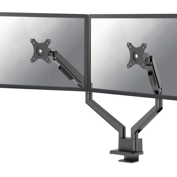 NEOMOUNTS NEXT Slim Dual Monitor Arm 17 32inch 1 9 kg/screen (curved 8 kg/screen) Gas Spring 180 Degrees Stop Mechanism Topfix