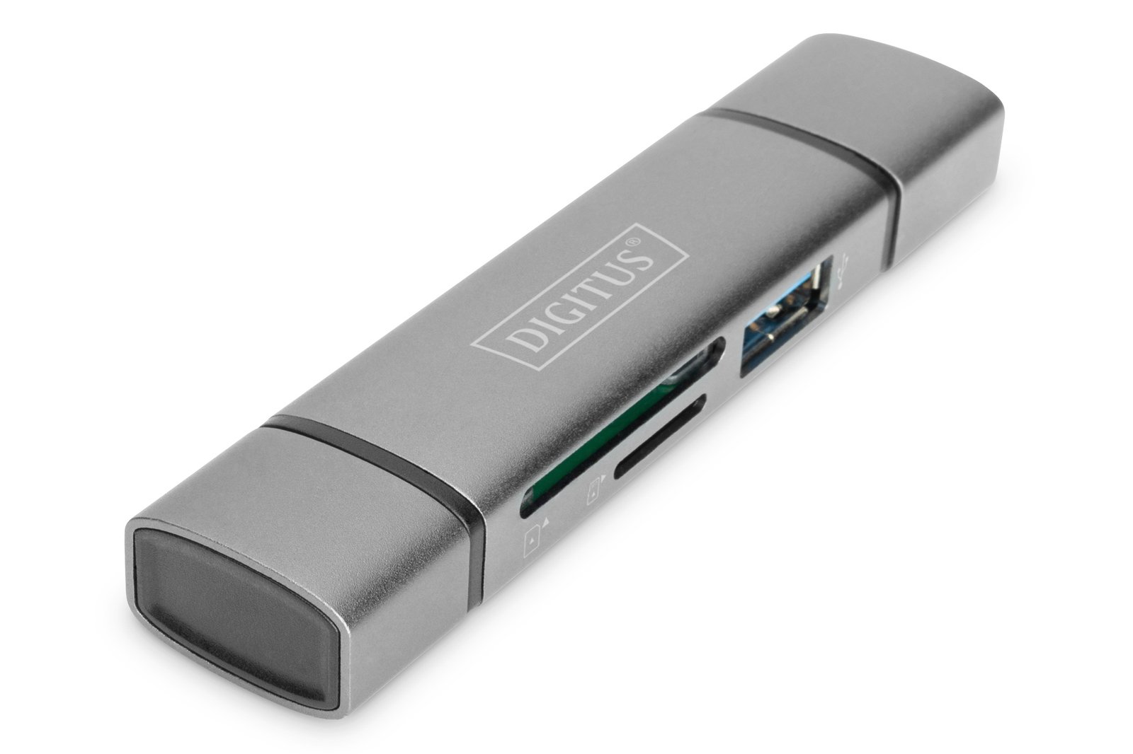 ApvH5n8YkCxR7IoYbA-mA.r.jpg DIGITUS Combo Card Reader Hub (USB C+USB 3.0) 1x SD 1x MicroSD 1x USB 3.0 Grey - Image 1