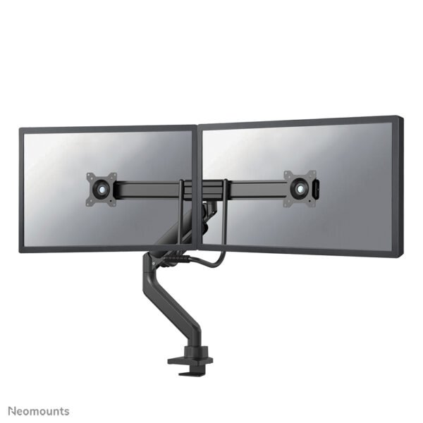 NEOMOUNTS NEXT Core Dual Crossbar Monitor Arm 17 32inch 1 8 kg/screen Gas Spring 180 Degrees Stop Mechanism Topfix Black
