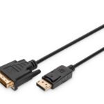 DIGITUS DisplayPort adapter cable DP DVI (24+1) M/M 2m w/interlock DP 1.1a compatible Black