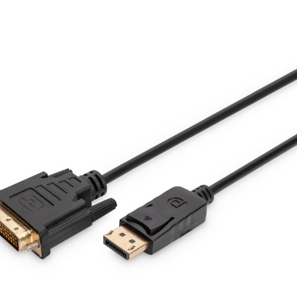 DIGITUS DisplayPort adapter cable DP DVI (24+1) M/M 2m w/interlock DP 1.1a compatible Black
