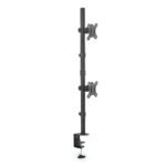 DIGITUS Universal Dual Monitor Mount Vertical 17 32inch Max Weight 2 x 8 kg Clamp & Grommet Black