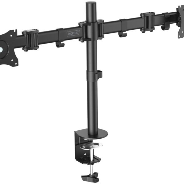 DIGITUS Dual Monitor Desk Clamp Mount 15 27inch Max Weight 2 x 8 kg VESA Max 100 x 100 Black