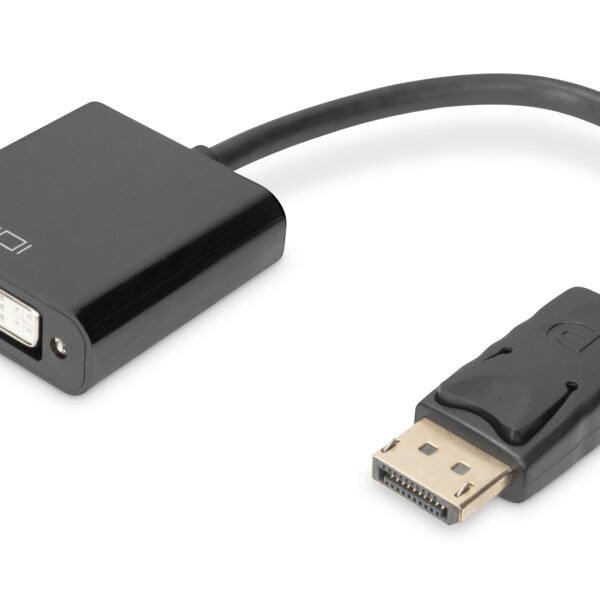 DIGITUS DisplayPort adapter cable DP DVI (24+5) M/F 0.15m w/interlock DP 1.1 compatible Black