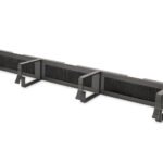 DIGITUS 1U cable management panel with brush entries 4x aluminum cable rings 44x60 mm Black