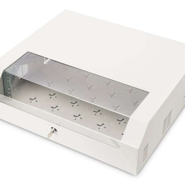 DIGITUS Wall mounting cabinet SOHO slim 145x525x475 mm 3U rotatable 2U fix Grey