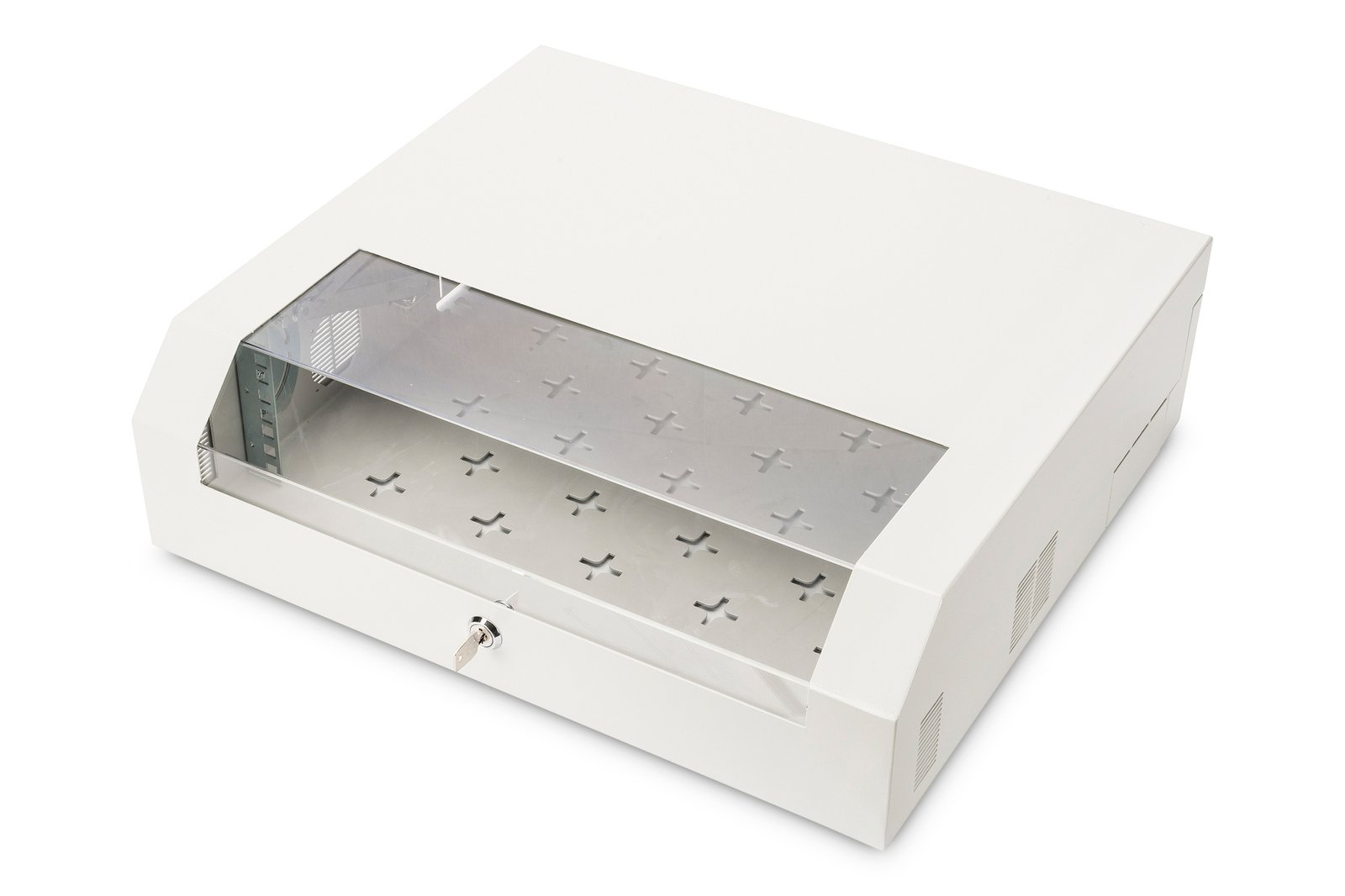 J3Eb6lXDh0acXydZ5OmGLQ.r.jpg DIGITUS Wall mounting cabinet SOHO slim 145x525x475 mm 3U rotatable 2U fix Grey - Image 1