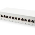 DIGITUS CAT 6A Patch Panel Shielded 12 Port Label Field 1U 10inch Rack Mount Grey