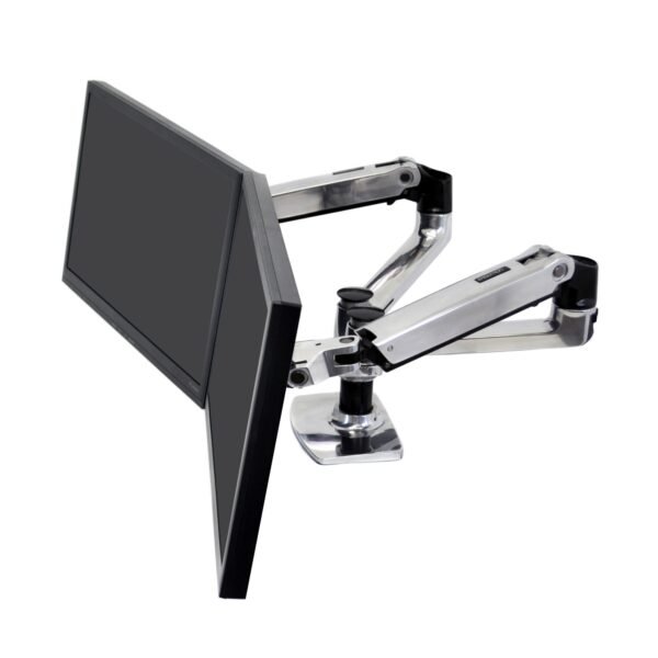 ERGOTRON LX Dual Side by Side arm Two Monitor Mount Max. 27 inch screen Polished Aluminum
