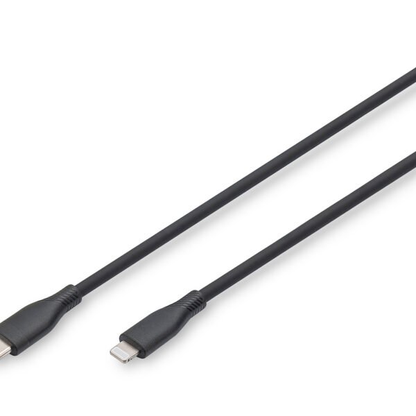 DIGITUS Silicone Charging cable USB C to Lightning 1m 60W Black