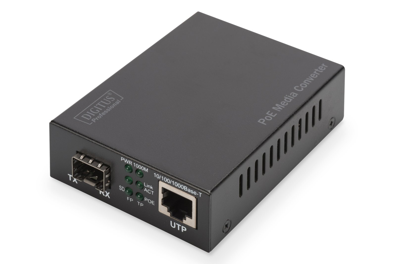 PFPuNXuwxk-UGTQBl6mdjA.r.jpg DIGITUS Gigabit Ethernet PoE+ Media Converter SFP SFP Open Slot 802.3at 30W without SFP module - Image 1