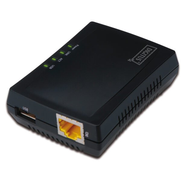 DIGITUS Multifunction USB Network Server 1 port Network USB Hub NAS Print Server USB 2.0 RJ45