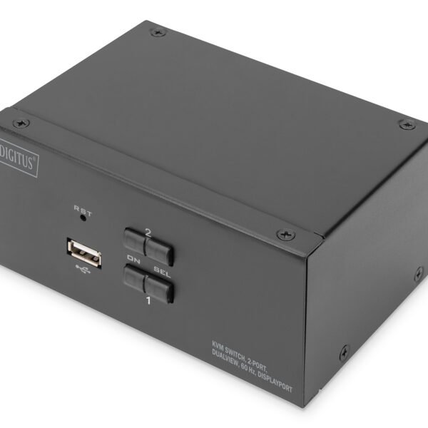 DIGITUS 4K KVM Switch 3840 x 2160 Pixels 2 Port Dual Display DisplayPort Black