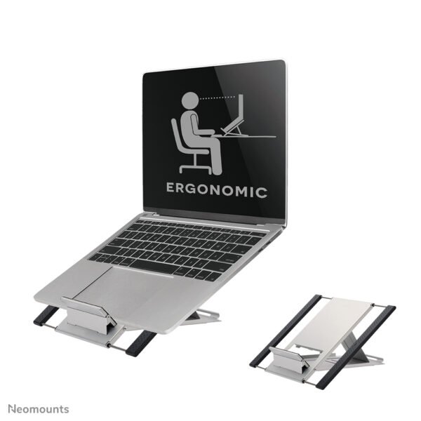 NEOMOUNTS Laptop Stand 10 22inch Max 5 kg 6 Height Positions Foldable Compact Universal Silver