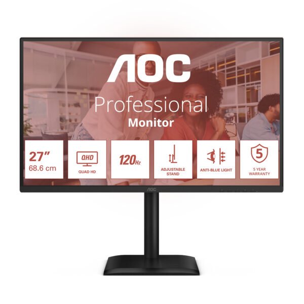 AOC E4 Series 27 inch Quad HD Monitor 2560x1440 HAS