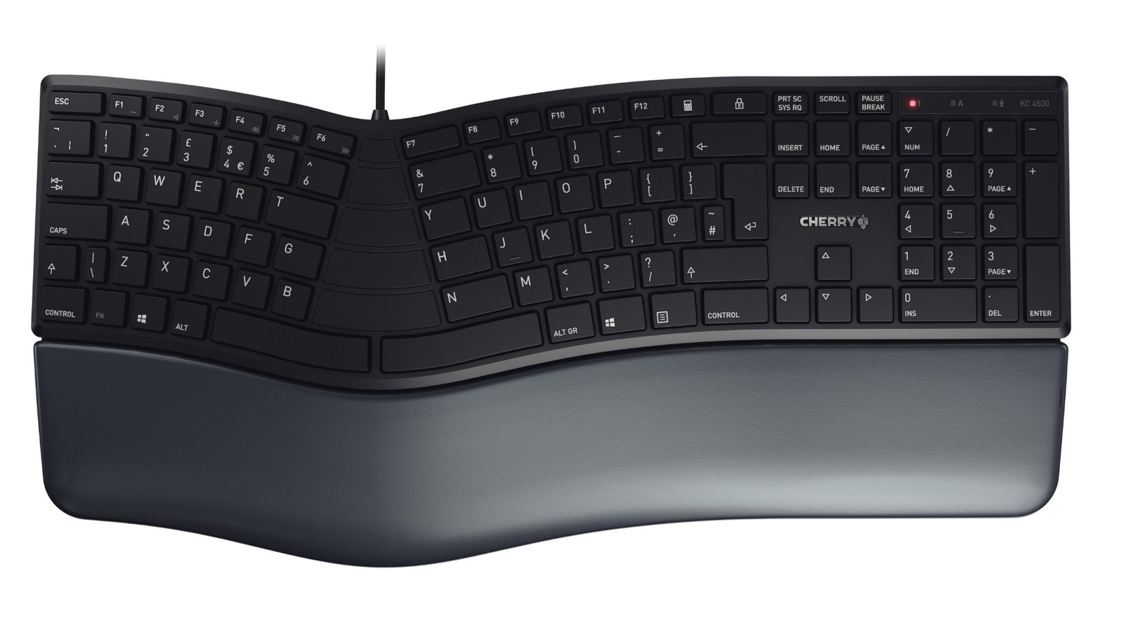 jLmX0BLUlUSaLcablK19GQ.r.jpg CHERRY KC 4500 ERGO Keyboard Corded QWERTY UK Black - Image 1