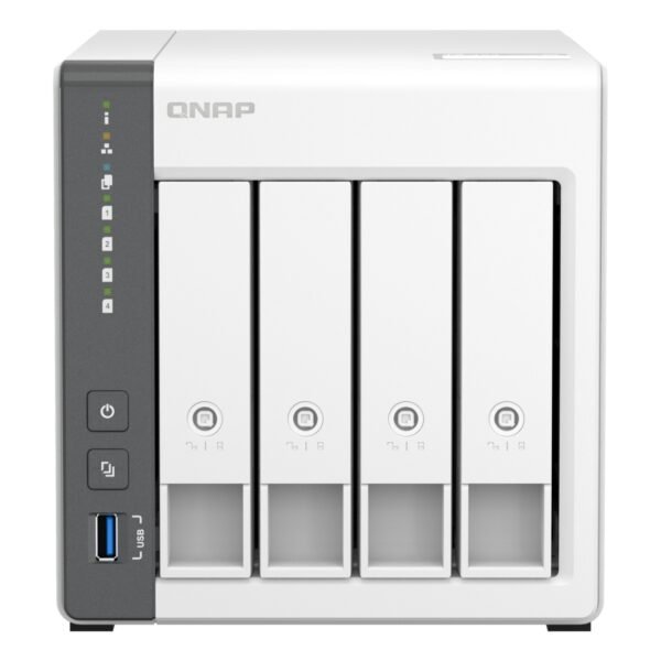 QNAP ARM 4 core Cortex A55 NAS Tower 4 GB RAM 4GB Flash 4 Bays 3.5 inch White