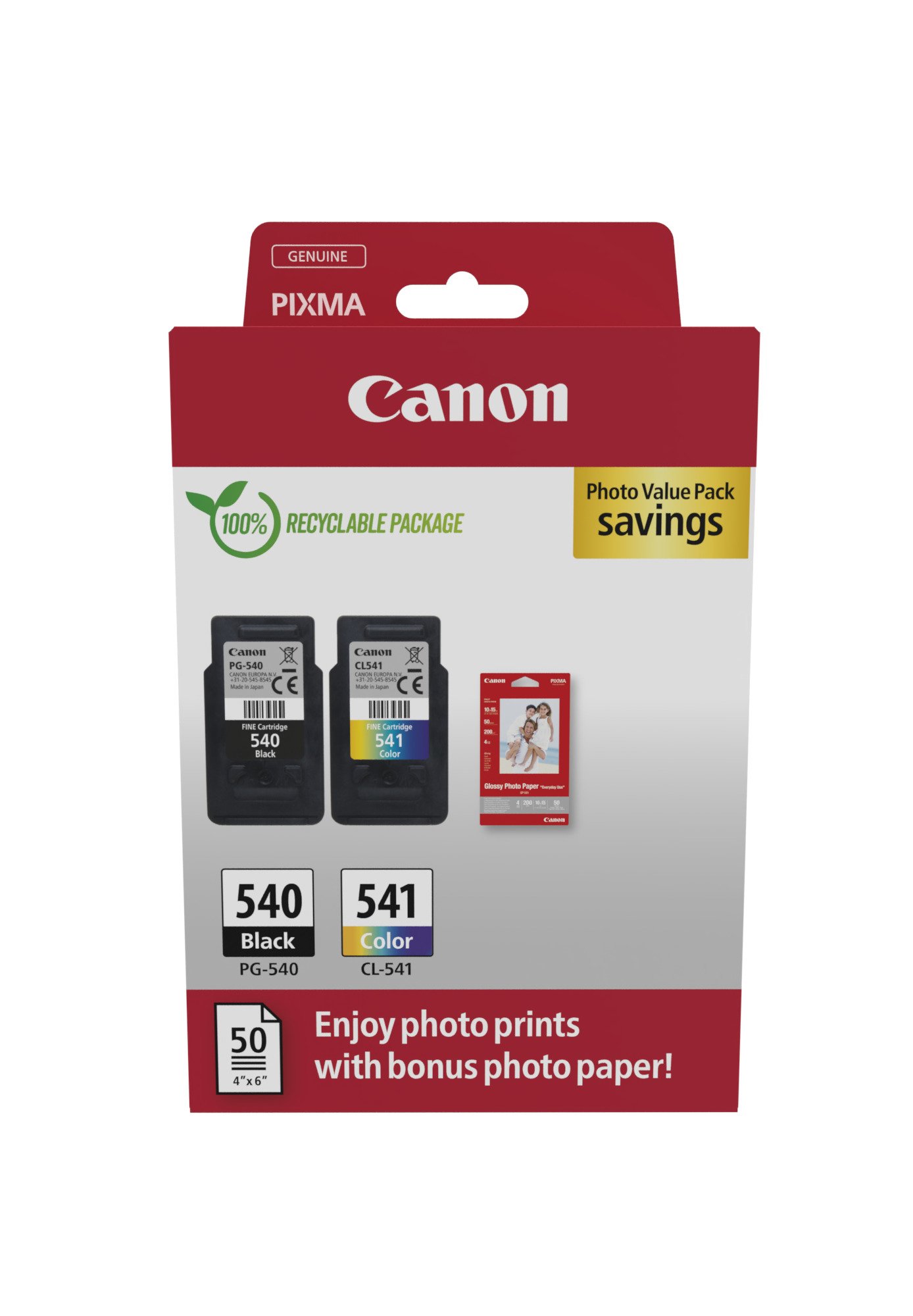 m9dDDPHYPUSgDc8r3H7p3A.r.jpg CANON PG 540/CL 541 Photo Paper Value Pack 2er Pack - Image 1