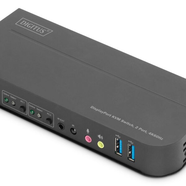DIGITUS KVM Switch 2 Port 4K60Hz 2x DP In 1x DP/HDMI Out