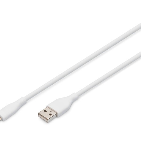 DIGITUS Silicone Charging cable USB A to Lightning 2m 12W White