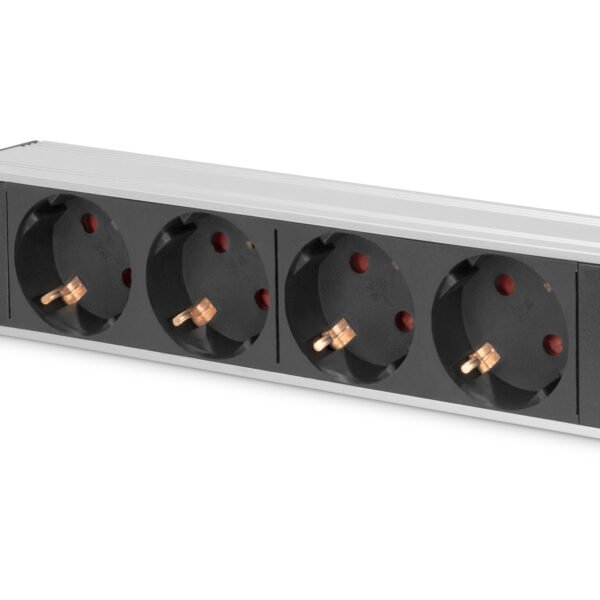 DIGITUS 1U Aluminum PDU 10inch rack mount 4x safety outlet 16A 4000W 250VAC 50/60Hz