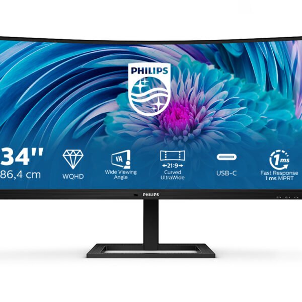PHILIPS E Line 34 inch Curved UltraWide Quad HD VA LED Monitor 3440x1440 HAS / USB C