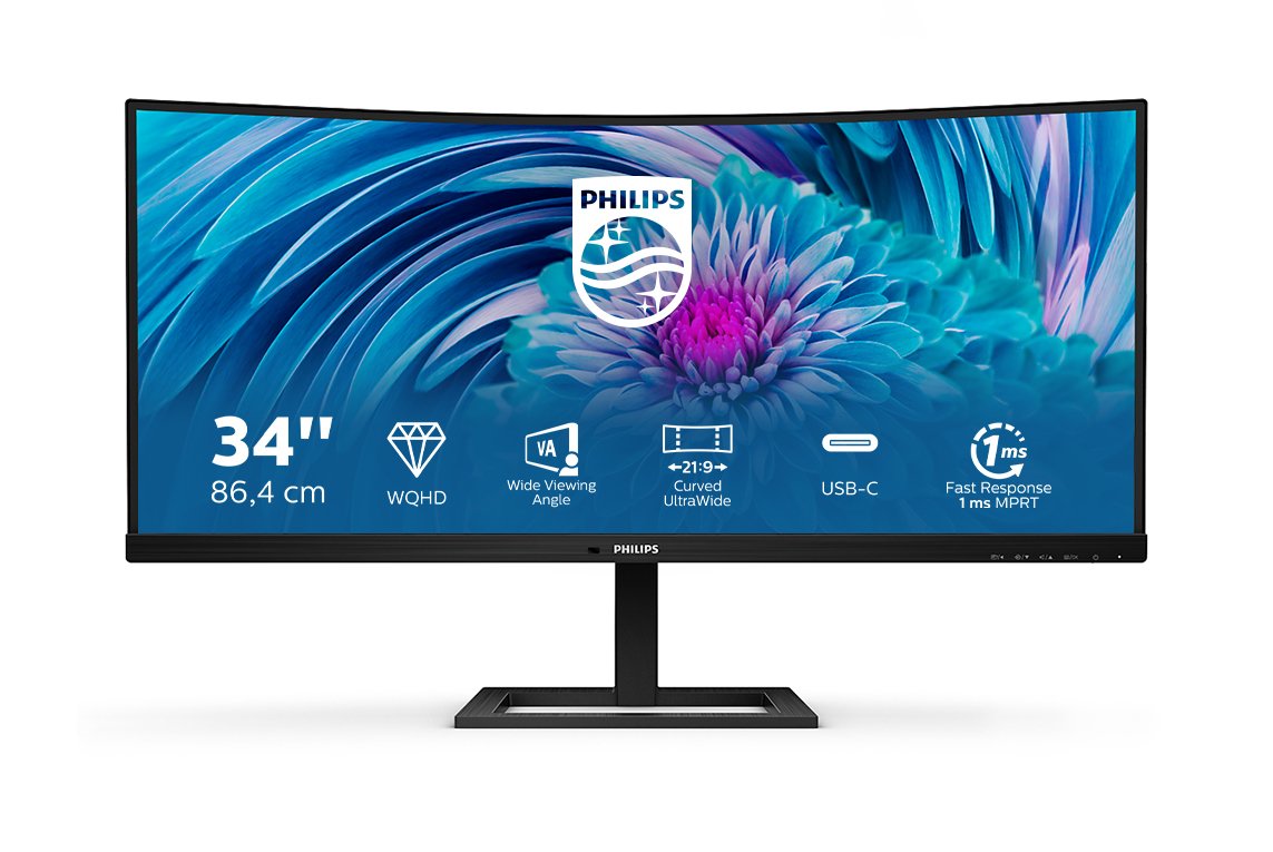 vGP8JhvggkuZB9X7KhTmhg.r.jpg PHILIPS E Line 34 inch Curved UltraWide Quad HD VA LED Monitor 3440x1440 HAS / USB C - Image 1